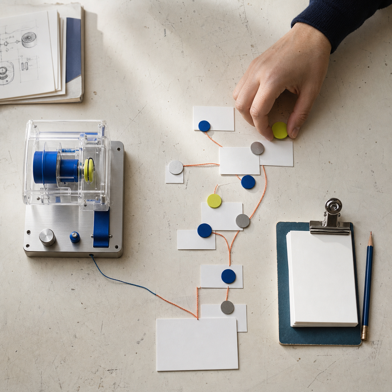 A decision table showing three paths: a product prototype, a market map and a decision stack.